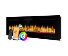 Elektrokamin Wandkamin Elektrischer Kamin mit Heizung 9 Farbmodi led flammeneffekt, 900/1800 w