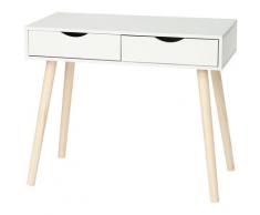 Schreibtisch mit 2 Schubladen Computertisch Arbeitstisch Schminktisch weiß 90x45x77cm