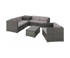Rattan Lounge Pisa - Gartenlounge, Terrassenmöbel, Rattan Lounge - grau