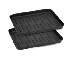 Hengda Schuhabtropfschale Schuhmatte Ablage - 2x Schuhablage mit erhöhtem Rand - Set Abtropfschale
