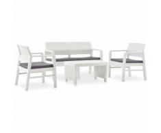 Asupermall - Garten-Lounge-Set Mit Auflagen 4-Tlg. Kunststoff Wei?