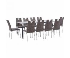 11-tlg. Essgruppe Braun Kunstleder