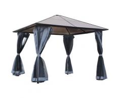 Pavillon Gartenpavillon Partyzelt mit Seitenteilen PC Dach Alu 300x300x270cm - braun/dunkelgrau