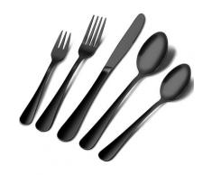 Abcrital - Schwarzes Besteck-Set, 10-teiliges Edelstahl-Besteck-Set, Messer- und Löffel-Besteck,
