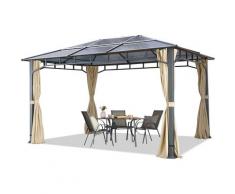 Gartenpavillon 3x4 m Aluminium Gestänge Polycarbonat Dach 8mm Pavillon Gartenzelt 4 Seitenteile