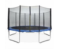 Rundes Trampolin Ø 460cm blau mit Schutznetz - Neptune - Gartentrampolin 460 cm 4m | PRO Qualität.