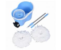 Wischmop 360¡ã Mega Spin Mop Bodenwischer mit Schleuder und Spuehlfunktion Blau mit Pedal