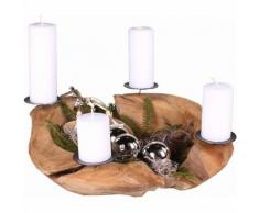 Adventskranz Teakholz ca. Ø 50 cm Holzschale Teakschale mit Kerzenpicks
