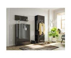 Emotion - Garderobe Set Gala-M 3tlg Schuhschrank 24 Paar Grafit Hochglanz