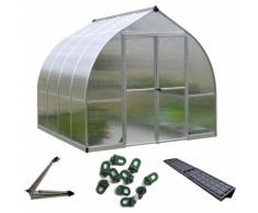 Palram Aluminium Gewächshaus Bella 8x8 Starter-Set silber 244x244 cm Inkl. Zubehör