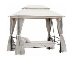 ® 3 Sitzer Hollywoodschaukel Gartenschaukel Pavillon mit Seitenwände Liegefunktion Beige 245 x 165