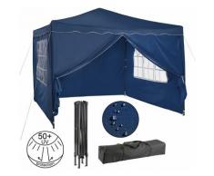 Faltpavillon Popup Partyzelt Gartenzelt 3x3m mit 4 Seitenteilen Blau - Blau - Arebos