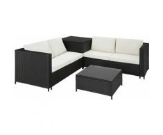 Rattan Lounge Siena - Loungemöbel, Gartenmöbel, Gartengarnitur - schwarz