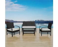 4-tlg. Garten-Lounge-Set mit Auflagen Poly Rattan Schwarz - Youthup