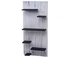 HHG - Wandregal 607, Wandpaneel Holzregal Regal, 6 Ebenen 110x50x14cm Massivholz Vintage ~