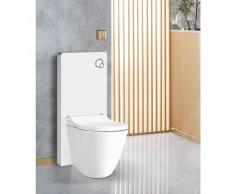 Weißglas Sanitärmodul für Stand-WC inkl. Betätigungsplatte