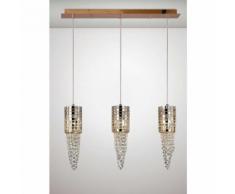 Camden Pendelleuchte 3 Lichter G9 Linie Roségold / Mosaikglas / Kristall