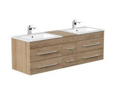 Lomadox - Doppel-Waschtisch Set 151 cm NEWLAND-02 in Eiche hell, B/H/T ca. 151/50/46,3 cm