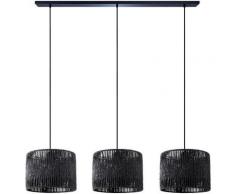 Pendelleuchte Esstisch Korb Boho Hängelampe Esszimmer Lampe E27 Rattan Pendelleuchte - Schwarz,