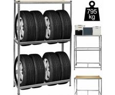 Deuba - Reifenregal 8 Reifen 795 kg 180x120x40cm inkl. Gummischutz höhenverstellbar mdf Ablage
