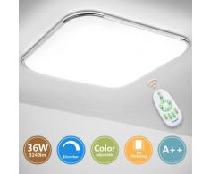 LED Deckenleuchte Dimmbar mit Fernbedienung 36W Deckenlampe Wohnzimmer Lampe für Bad, Schlafzimmer,