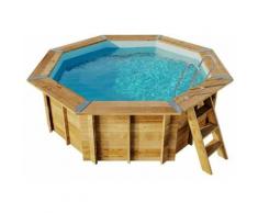 POOLCREW Holz Pool Lanzarote, Aufstellpool Ø 428 x 136 cm, Einbaupool rund inkl. Sandfilteranlage,