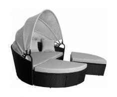 Savannah Poly-Rattan Sonneninsel Liege Gartenmöbel Set Möbel Segel schwarz - Svita