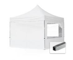 3x3 m Faltpavillon TOOLPORT, ECONOMY Alu 32mm, Seitenteile mit Panoramafenster, weiß - weiß