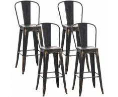 4er Set Barhocker Aiden-schwarz/gold