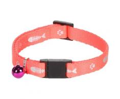 Verstellbares Halsband von 20 bis 35 cm. Fischmotiv + Glocke. rosa Farbe für Katze