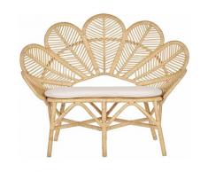 Beliani - Rattanbank Heller Holzfarbton Rattan mit cremeweißes Kissen aus Baumwolle Perfekt für