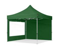3x3 m Faltpavillon TOOLPORT PROFESSIONAL Alu 40mm, Seitenteile mit Panoramafenstern, dunkelgrün