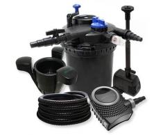 Druckfilter Set: 30000l Filter, 18W UVC Klärer, 70W Pumpe , Schlauch, Springbrunnenpumpe und Skimmer