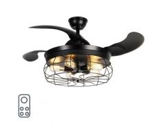 Qazqa - Deckenventilator schwarz mit Fernbedienung 5 Lichter - Gaiola