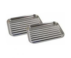 Buri - 2x Edelstahl Grillschale 35x24cm BBQ Grillzubehör Pfanne Gemüseschale Grillkorb