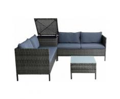 Polyrattan Sitzgruppe Gartenmöbel Set inkl. Auflagenbox Gartenset Anthrazit-Grau