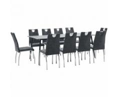 11-tlg. Essgruppe Schwarz Kunstleder