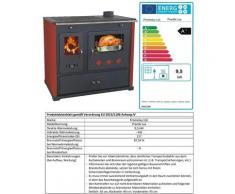 Prometey - EEK A+ Kaminofen mit Backfach und Herdplatte Pracktik Lux Rot Holzofen 9,5 kW Kamin Ofen