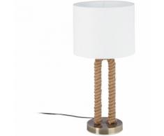 Tischlampe Tau, runder Lampenschirm, maritime Taulampe, E27, Nachttischlampe, HxD: 52 x 25 cm,