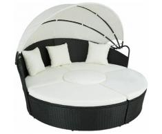 Rattan Sonneninsel Santorin - Gartenliege, Liegestuhl, Relaxliege - schwarz - negro