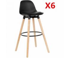 Wyctin - 6er Set Barhocker aus Kunstleder | Holzgestell | PP Hocker | Schwarz