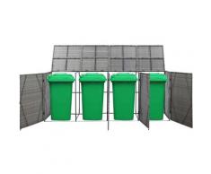 Hommoo Mülltonnenbox für 4 Tonnen Anthrazit 305x78x120 cm Poly Rattan VD45644