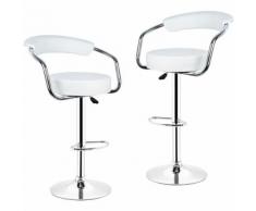 Barhocker 360° frei drehbar höhenverstellbar mit Fußstütze und Rückenlehne für Küche Bar | Weiß |