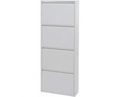 HHG - B-Ware Schuhkipper 723, Schuhschrank Schuhablage, Stahl 137x51x15cm ~ weiß