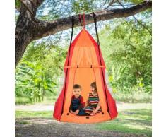 Costway - 100cm Nestschaukel mit Zelt, Gartenschaukel bis 150kg belastbar, Kinderschaukel mit Tuer