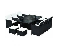 Outsunny® Polyrattan Gartenmöbel 27 tlg. mit Kissen Alu Schwarz - schwarz/cremeweiß