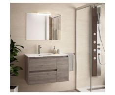 Badezimmer Badmöbel 85 cm aus Eiche eternity Holz mit Porzellan Waschtisch | mit Kolonne - 85 cm