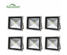6×50W LED Außenstrahler Fluter Flutlichtstrahler, 6000K Kaltweiß 4500 Lumen 230V IP65 Wasserdicht,