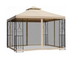 Outsunny Gartenpavillon Pavillon Festzelt Partyzelt wetterfest Zelt mit 4 Ablagen Metall +