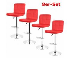 8er-Set Barhocker mit Fußstütze hoch drehbar höhenverstellbar Rot